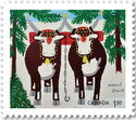 Team of Oxen in Winter by Maud Lewis
