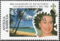 Queen Elizabeth II and Beach with Palm Trees - Overprinted