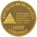 1,000 Córdobas (Centenary of the Death of Rubén Darío - Gold)