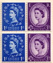 Queen Elizabeth II booklet pane. 1d on left