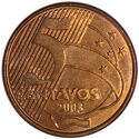 5 Centavos ("T" partially inside stripes - Tiradentes)