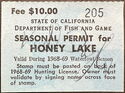 Seasonal Permit for Honey Lake