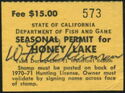 Seasonal Permit for Honey Lake