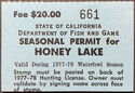 Seasonal Permit for Honey Lake