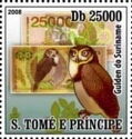 Owl, Surinam 25,000-Gulden Note