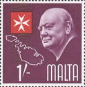 Sir Winston Churchill, Cross of Malta and Map (1s)