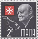 Sir Winston Churchill, Cross of Malta and Map (2d)