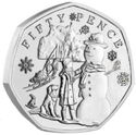 50 Pence (Christmas Snowmen - Girl and Dog)