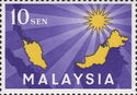 Map of Malaysia & star with 14 beams, symbolising union