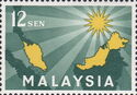 Map of Malaysia & star with 14 beams, symbolising union
