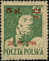 Tadeusz Kosciuszko, surcharged 5zł on 50gr