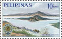 Volcano in Lake Taal and Malaria Eradication Emblem