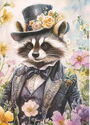 Raccoon Dressed in Vintage Sytle