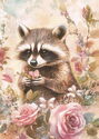 Raccoon With Flowers