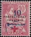 Type Mouchon Moroccan surcharge with overprint