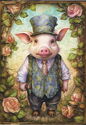 Mr. Pig in Vintage Style
