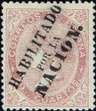 Queen Isabel II overprinted HABILITADO POR LA NACION.