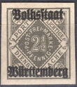 Overprint (Volksstaat Wurttemberg) on 1916 issue
