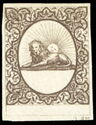 Lion and raising sun inside an oval with ornamental frame