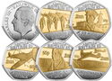 50 Pence (Battle of Britain 85th Anniversaire - Spitfire Attack - Silver - Gilded)