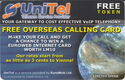 Free overseas calling card