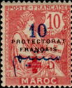 Type Mouchon Moroccan surcharge with overprint