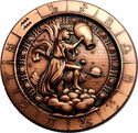 Copper Zodiac Round - Aquarius the Water Bearer