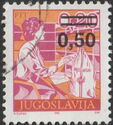 Post office clerk sorting letters - overprint