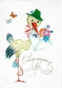 With a newborn. Stork with envelope
