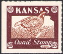Bobwhite quail (Colinus virginianus) and map of Kansas