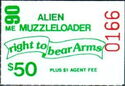 Banner inscribed "right to bear Arms"