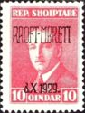 King Zog I of Albania overprinted in black
