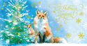 Happy New Year! Two foxes near the Christmas