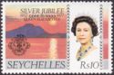 Queen Elizabeth II and View of Seychelles