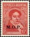 Bernardino Rivadavia (1780-1845), ovpt. “M.O.P.”
