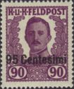 Emperor Karl I (1887-1922) overprinted in Centesimi