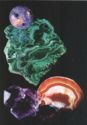 Ural Charoit, Malachite, Amethysts and red Agate