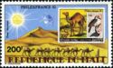 Dromedary Caravan (Camelus dromedarius) and Mali Stamp of 19