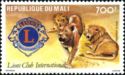 Lion (Panthera leo) and Emblem of Lions Club