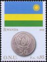Flag of Rwanda and 50 franc coin