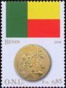 Flag of Benin and 10 franc coin