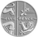 5 Pence (Royal Arms Shield Puzzle 3/6 (5th Portrait) JC)