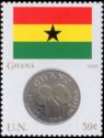 Flag of Ghana and 50 cedi coin