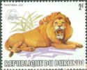 Lion (Panthera leo); ovpt WWF-logo