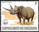 Black Rhinoceros (Diceros bicornis); ovpt WWF-logo