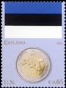 Flag of Estonia and 2 euro coin