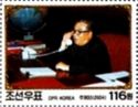 Kim Il-sung talking on telephone