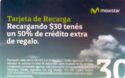Recargando $30 Tenés un 50% de crédito extra de regalo