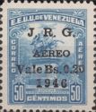 Statues Bolivar (overprint J.R.G. aereo vale Bs. 0,20 1946)