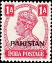 King George VI wearing Imperial Crown of India - overprinted